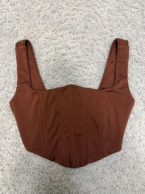 Women's Brown Structured Corset Tank Top